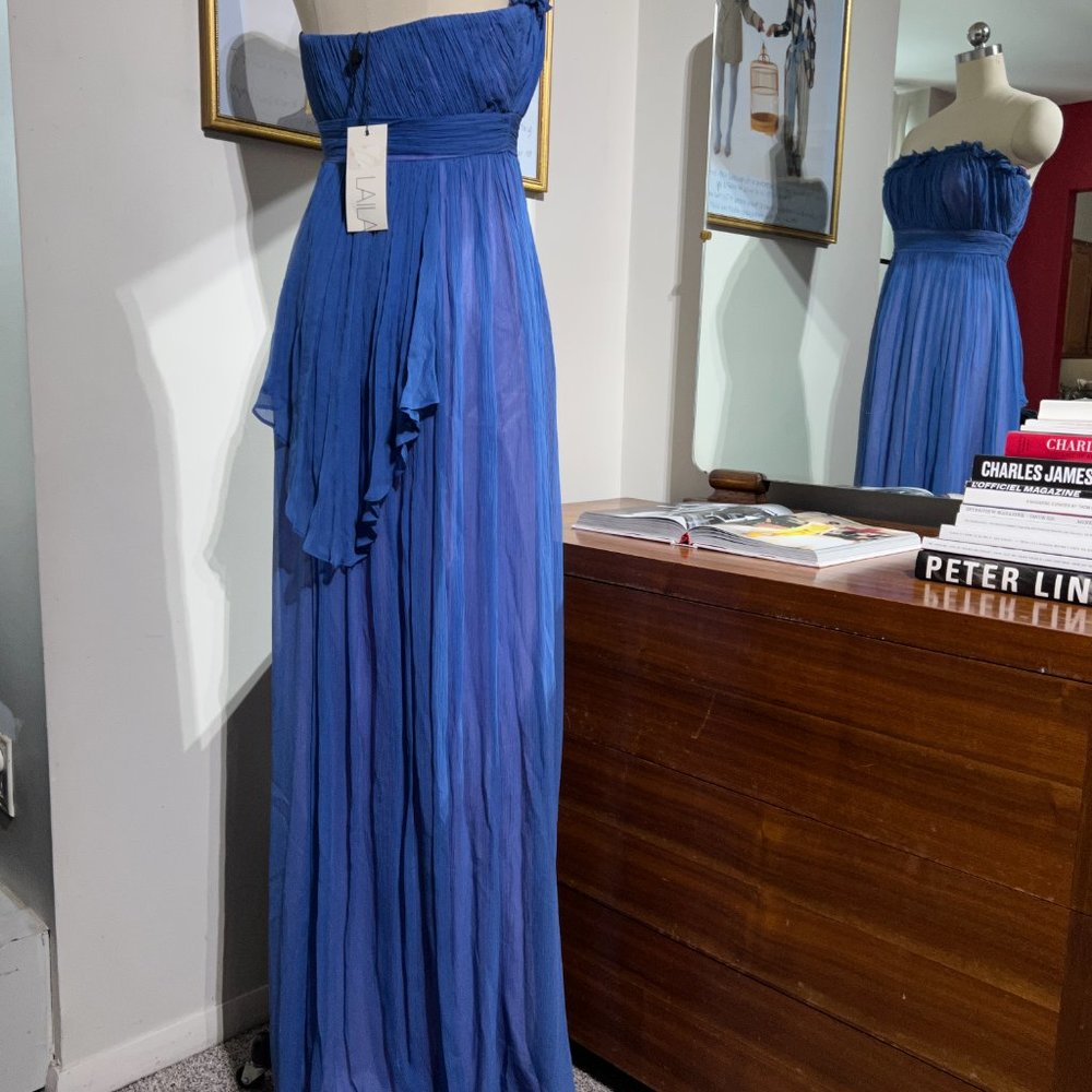 LAILA DRESS CHIFFON MAXI PURPLE BLUE SIZE 4 SMALL - Picture 6 of 16